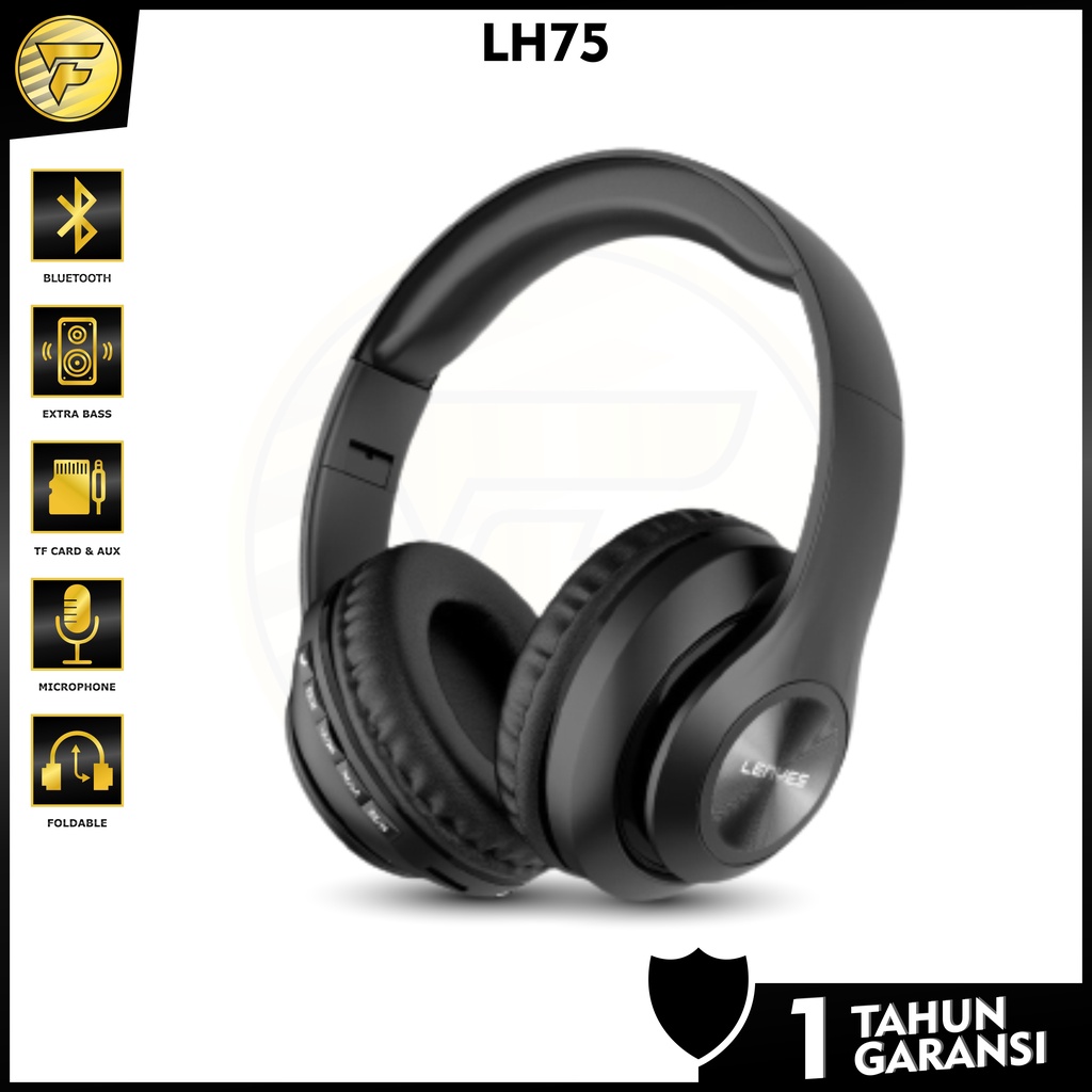 LENYES LH75 Headphone Bluetooth 5.0 HEAVY BASS wireless stereo headset bando microphone original