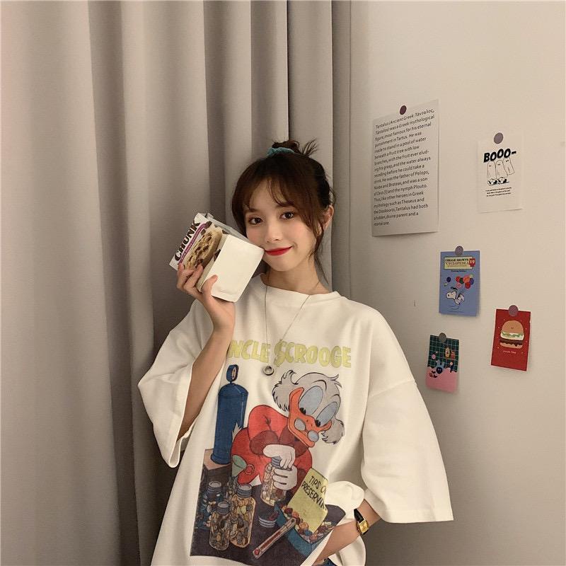 [littlecrab] Kaos Oversize Uncle $crooge Tips On Preserving Colorful T-shirt Unisex Couple Sablon Paman Bebek Sibuk Kerja Unik Lucu Berkualitas Korean Style