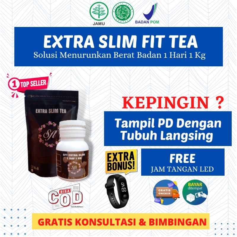 (TERLARIS) SFT EXTRA SLIM TEA 1 DAY 1 KG - SUPLEMEN PELANGSING BADAN PENURUN BERAT BADAN DIET DETOX 