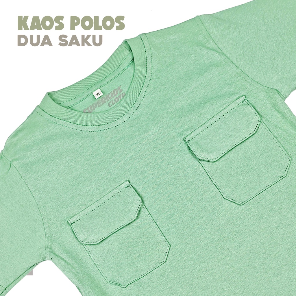 KAOS ANAK COWOK / BAJU ANAK LAKI LAKI / PAKAIAN ANAK COWOK POLOS SAKU DUA HIJAU BRAND SUPERKSIDCLOTH 1 - 11 TAHUN