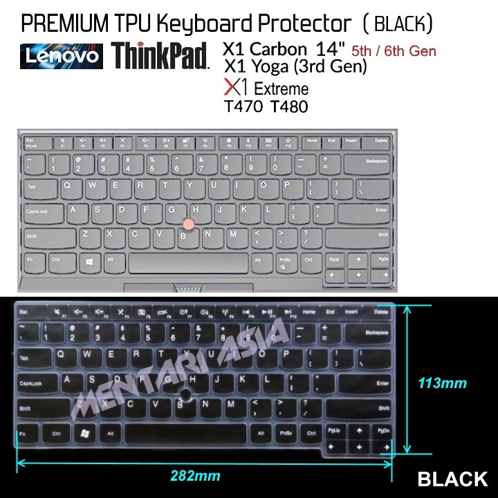 Keyboard Protector Lenovo THINKPAD X1 CARBON Gen-4/5 - PREMIUM BLACK