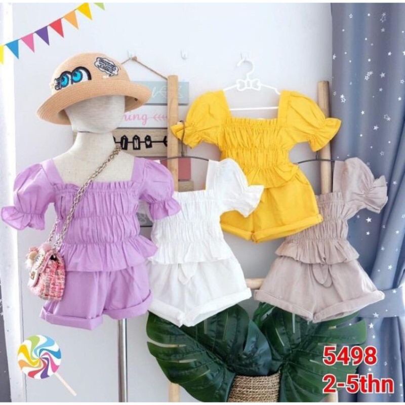 Setelan Almaira Balita Perempuan 1-5 tahun Setelan anak korea, setelan anak kerut, setelan kerut ana