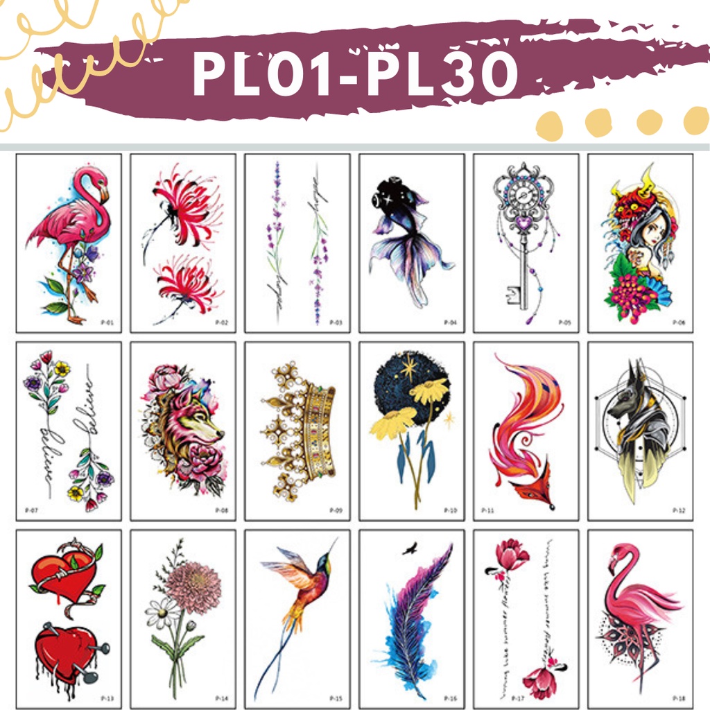 Stiker Tattoo kode PL01-PL30 | Tato Temporer | Waterproof