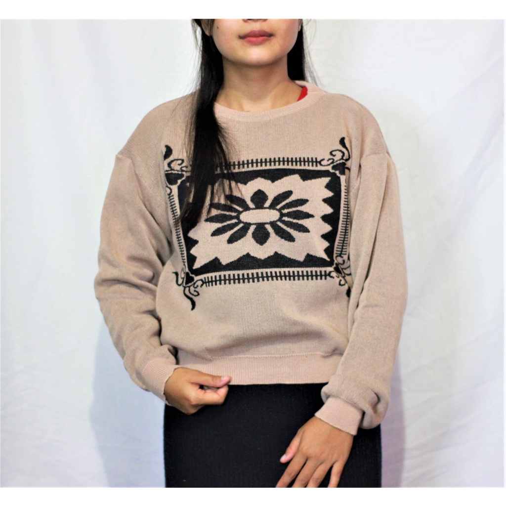 SWEATER RAJUT MOTIF BATIK CROP TERBARU 2022