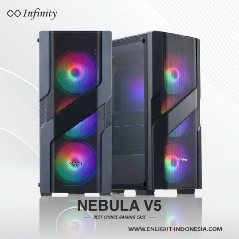 Casing PC Gaming Infinity Nebula V5 Tempered Glass Include 3 FAN