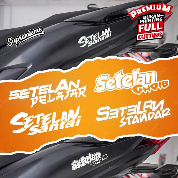 Stiker Setelan Standar / Sticker Setelan Ghoib / Stiker Viral Setelan Santai / Sticker Motor Setelan Pelajar Glossy Waterproof / Sticker Hologram Setelan Motor Terbaru