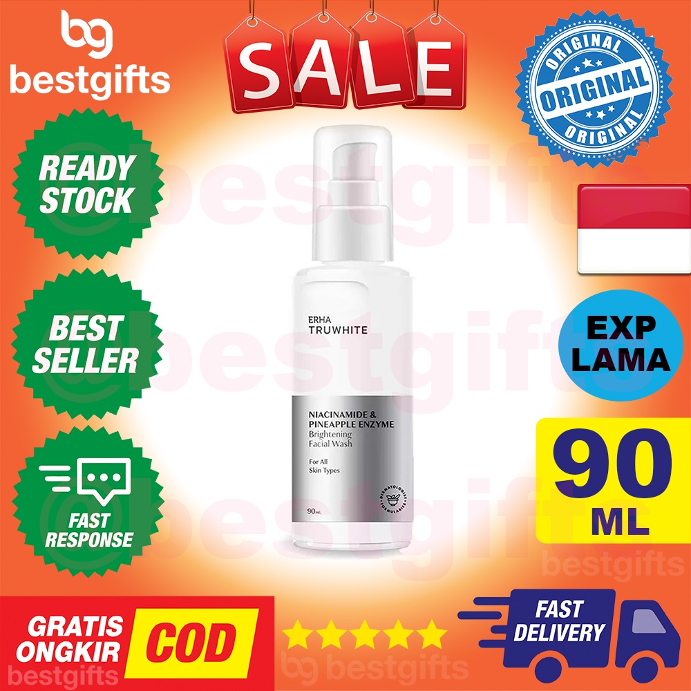 ERHA TRUWHITE NIACINAMIDE PINEAPPLE ENZYME BRIGHTENING FACIAL WASH PEMBERSIH WAJAH MUKA CERAH 90 ML