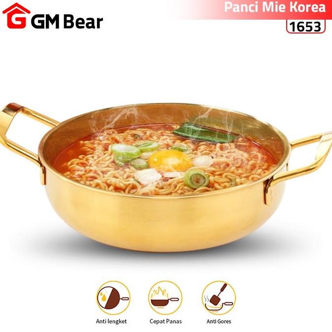 Sale GM Bear Panci Emas Mie/Ramen/Ramyun Korea 1653 - Pael Cooking Pot Gold /PERALATAN MASAK SET/PAN