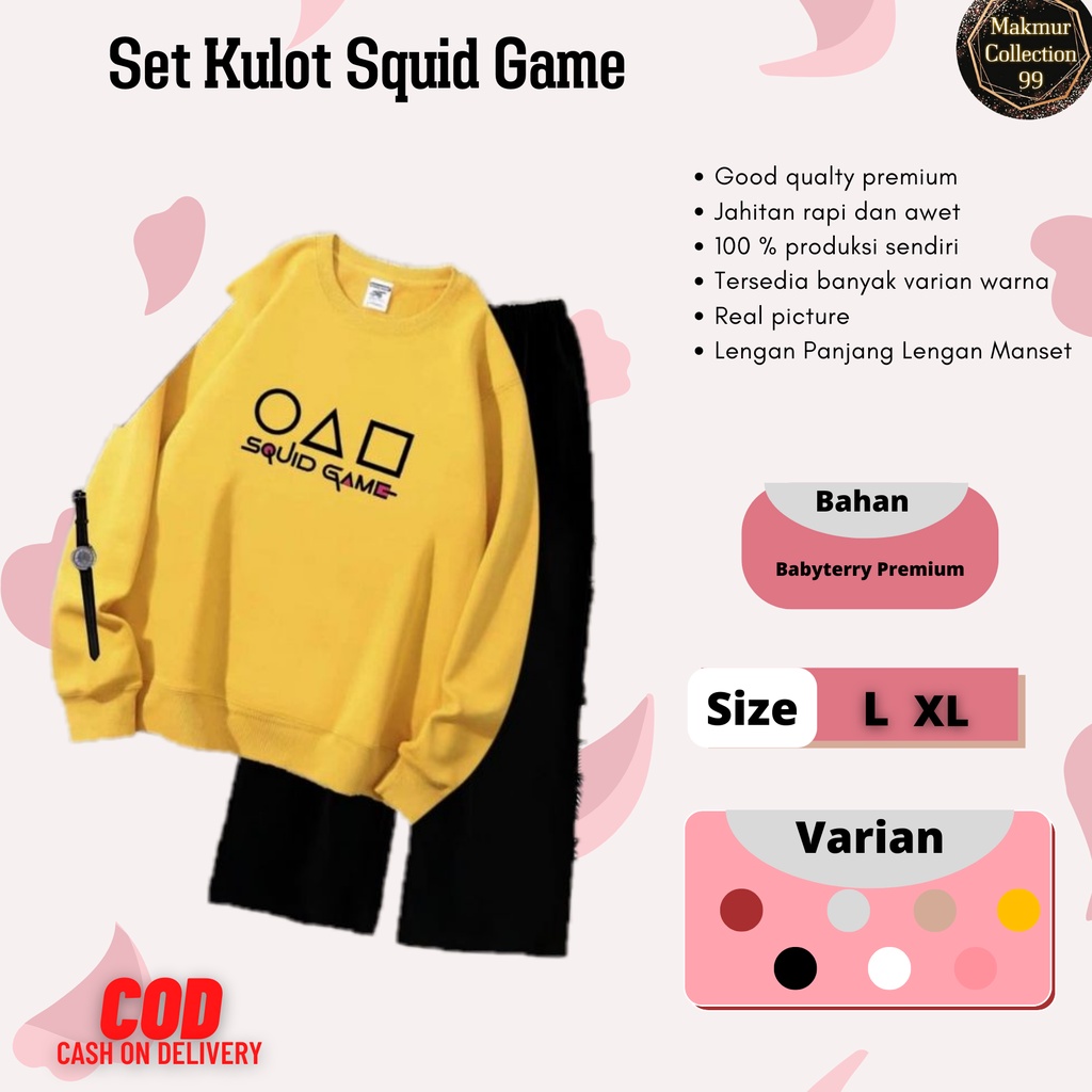 Setelan Panjang Wanita Set Kulot Squid Game Model Kekinian Matt Babyterry Trening Olah Raga Wanita Good Quality Premium