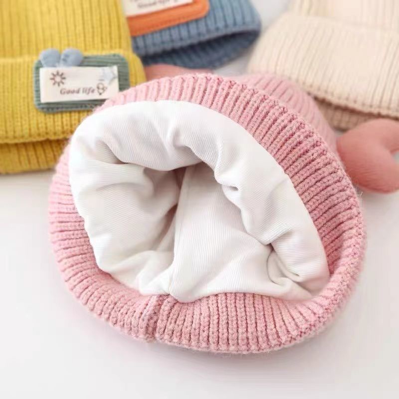 [1KG 16PCS] Babyland Topi Anak Rajut Motif Hati Heart Topi Pom Pom Heart