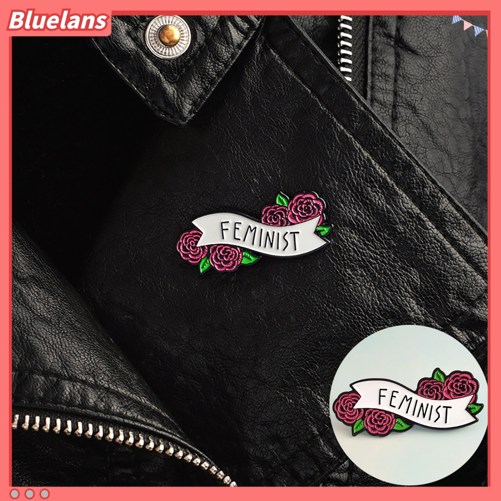 Bros Pin Enamel Desain Bunga Feminist Untuk Dekorasi Jaket Syal