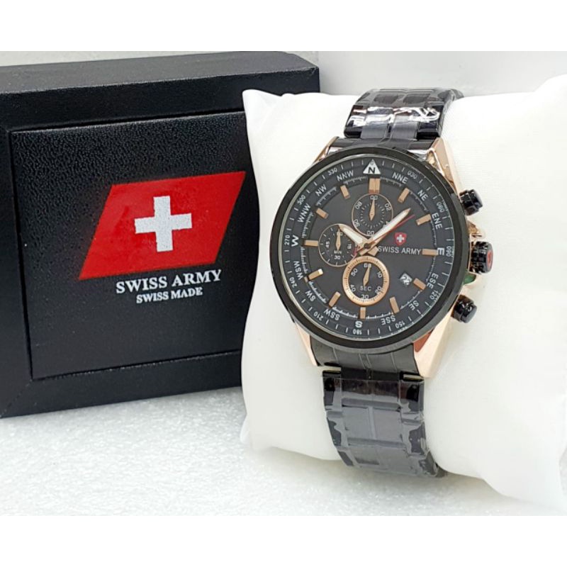 Jam Tangan Swist Army 8679 Pria Stainliss Steel Warna Pilihan Kesukaan Netizen