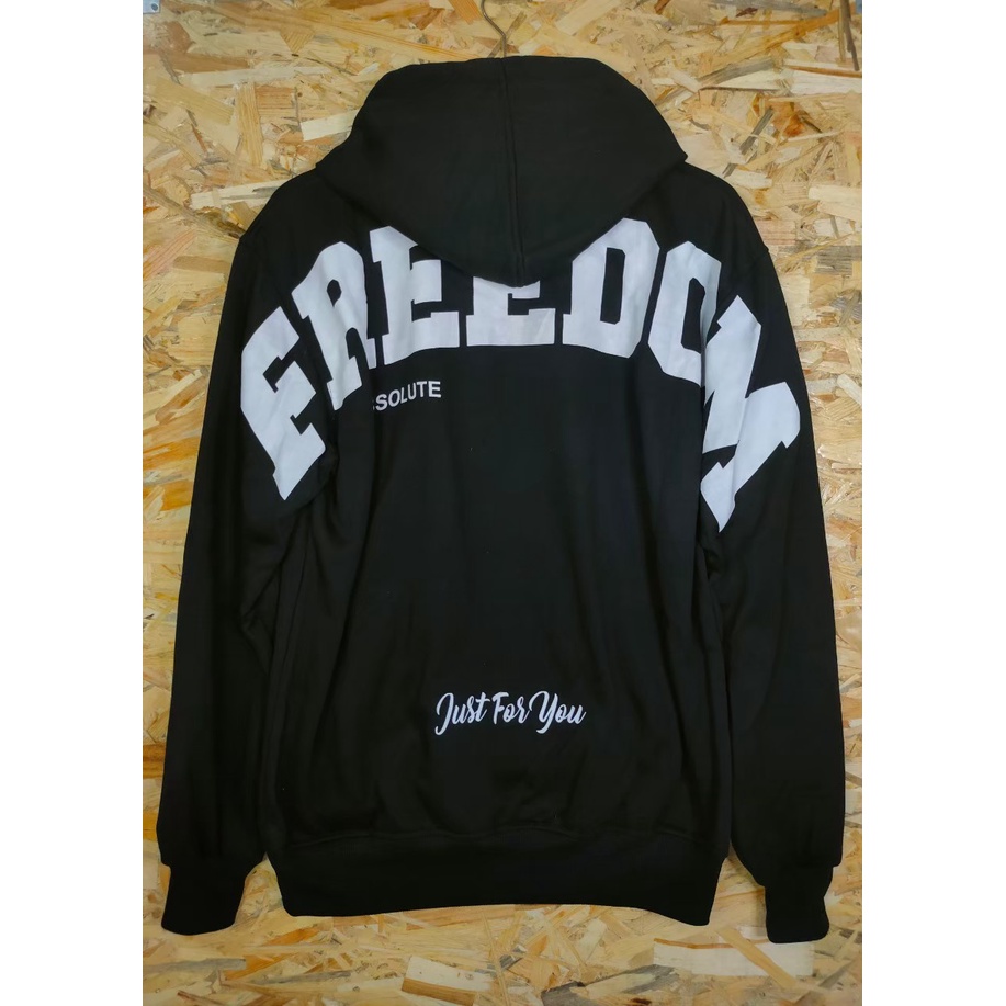 Bayar di tempat (Cod) Sweater Hoodie Freedom Pria Terbaru Black Size M L XL