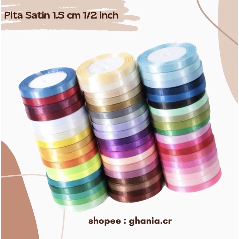 

Pita Satin 1/2 Inch 1,5 cm Per roll - Pita Satin Untuk Hampers Souvenir