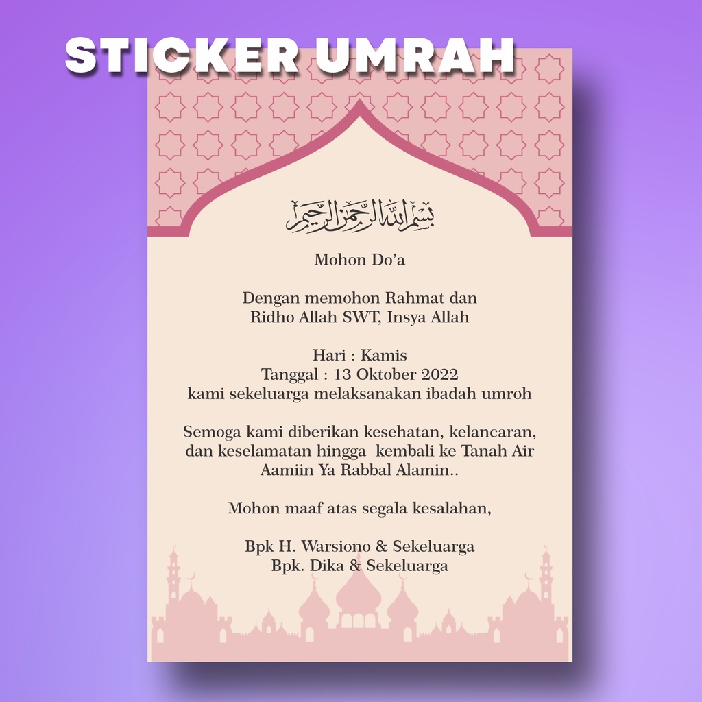 

Sticker Umrah Stiker Nasi Kotak Keberangkatan umrah dan Tasyakuran