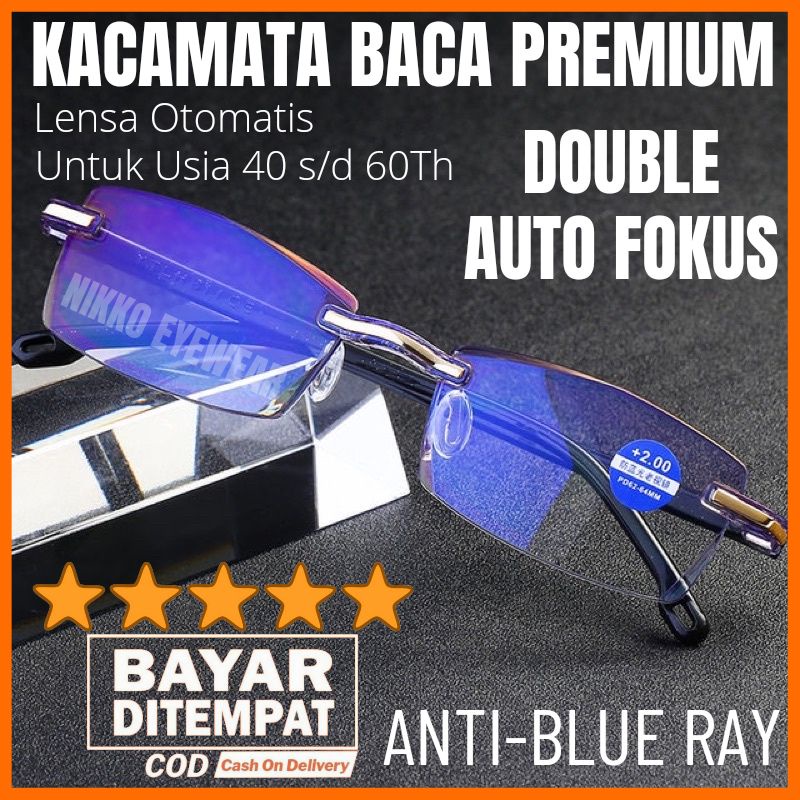 Kacamata Baca Plus Pria Dan Wanita Auto Fokus Blue Ray Lens