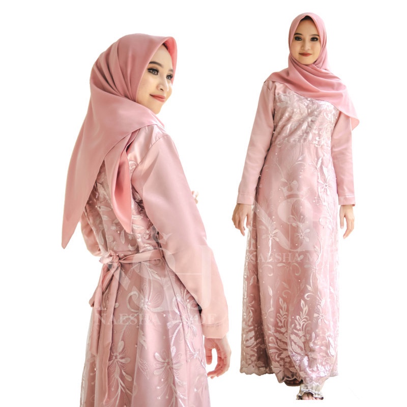 Gamis Terbaru Brokat Kombinasi Brokat Tile Pesta Baju Gamis Terbaru 2022 Kekinian Viral Mewah Dewasa