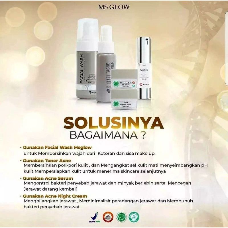 PAKET WAJAH ACNE + SERUM ACNE FREE ACNE SPOT MS GLOW ORIGINAL (SUDAH BER BARCODE)