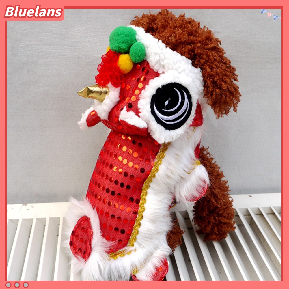 Pakaian Mantel Anjing Peliharaan Motif Singa Aksen Payet Untuk Natal Halloween
