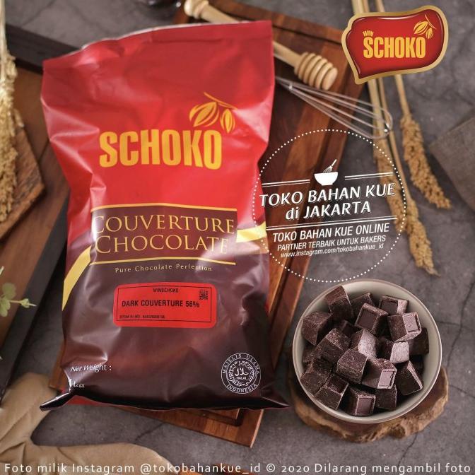 

[COD] Schoko Dark Chocolate Couverture CUBE 56% 1kg Cokelat Baking Coklat [COD]