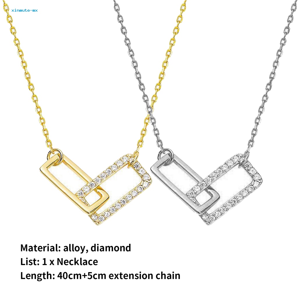 Kalung Liontin Interlock Bentuk Persegi Ganda Dapat Disesuaikan Untuk Aksesoris