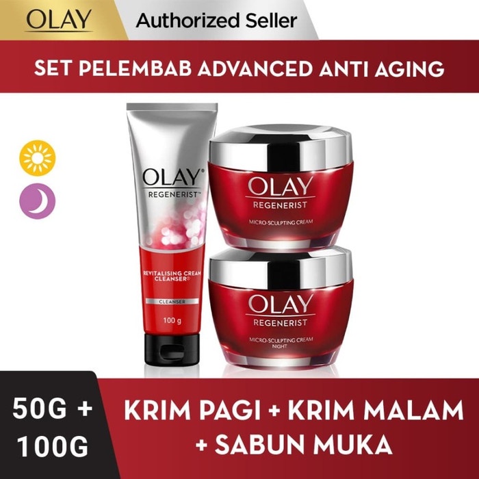 LEBIH HEMAT Olay Set Pelembab Advanced Anti Aging - Krim Pelembab