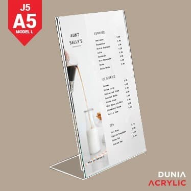 

Namecard Display Menu A5 / Tempat Brosur / Nomor Meja Akrilik / Acrylic Display