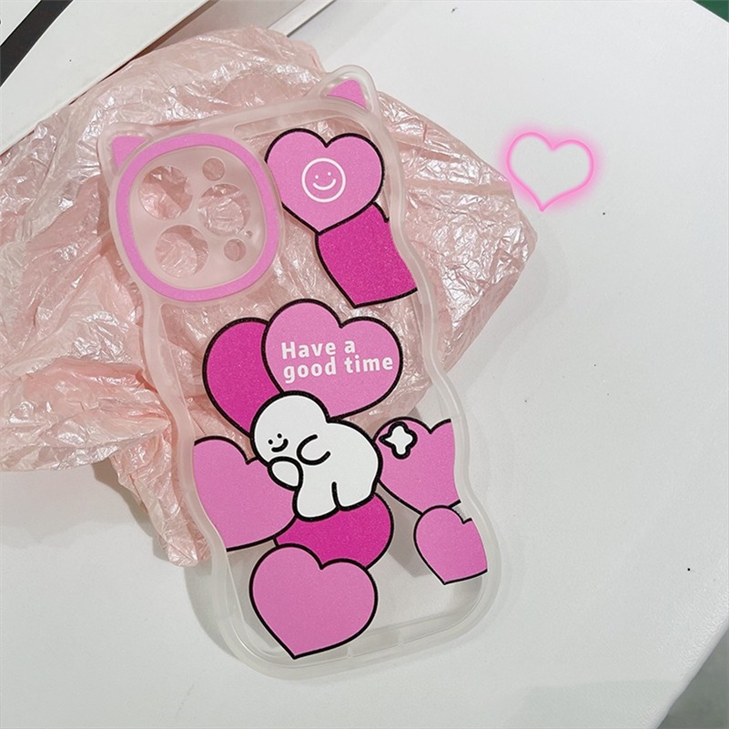 Soft Case Pelindung Lensa Glossy Bahan Silikon Anti Pecah Bentuk Hati Pink Untuk iPhone 14 13 12 11 Pro Max X Xr Xs Max 8 7 6 6s Plus SE2020