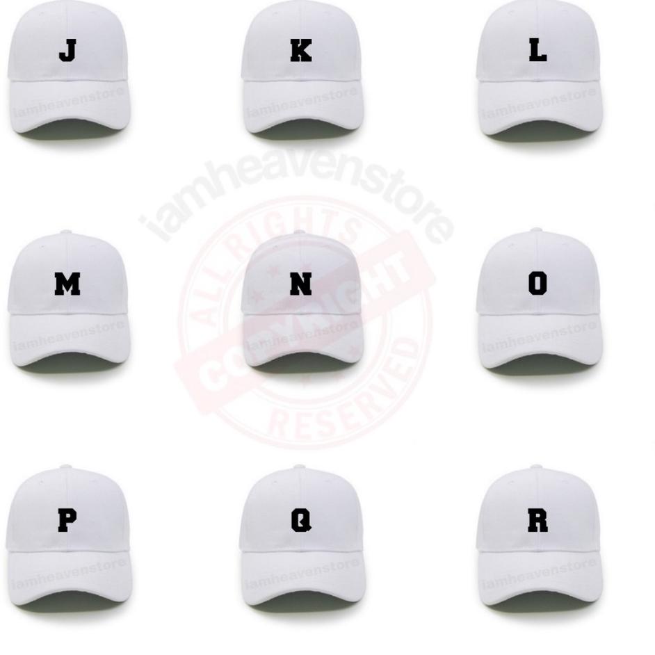 Banyak Diminati Topi Baseball Putih Abjad Huruf Teks Alphabet A B C D E F G H I J K L M N O P Q R S T U V W X Y Z Basebalcap White