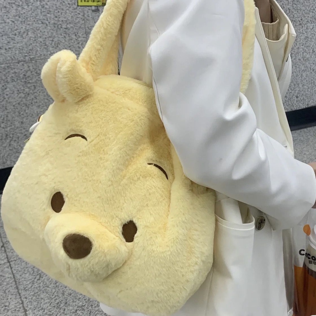 ✼☒Sera Jepang lembut lucu Winnie the Pooh tas bahu buku merah kecil gaya ledakan mewah kartun siswa tas Disney kapasitas besar