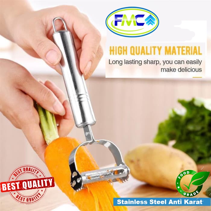 Pisau Kupas Buah Stainleess Steel 2in1 Peeler Greater Anti Karat Alat Kupas Sayur Serbaguna Murah Praktis