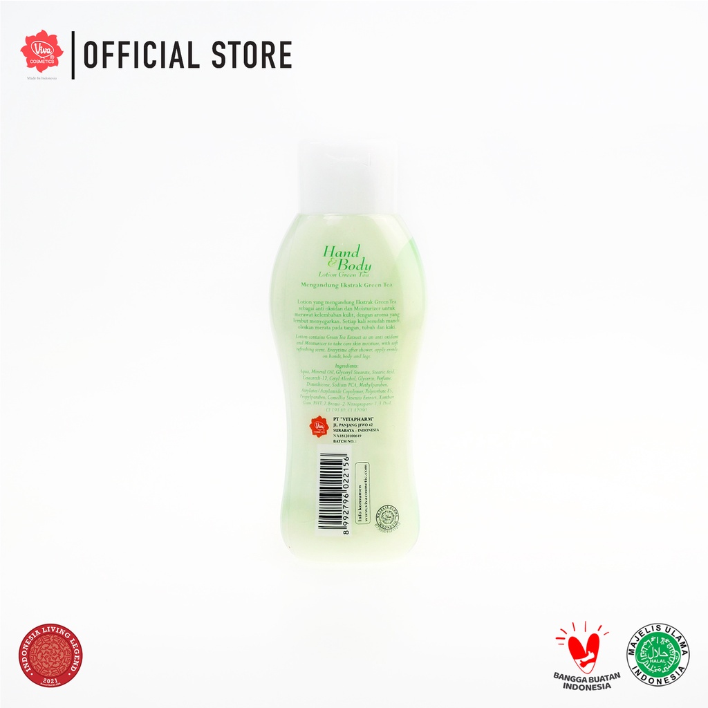 Viva Hand &amp; Body Lotion Green Tea 100 ml (ANTI OXIDANT) / pelembab dan pemutih kulit / lotion viva