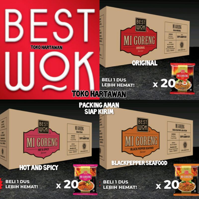 BEST SELLER √ BEST WOK mie goreng 5 varian (extra hot,korean spicy,original,spicy,blackpepper) karton dus 20pc