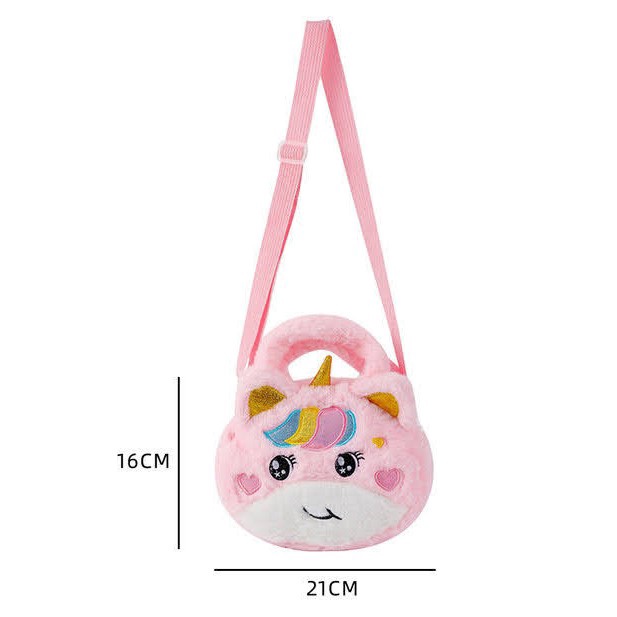 Skoola Tas Anak Perempuan PAUD Remaja Selempang Jinjing Unicorn Rainbow Lucu Bulu Kids Sling Bag - Bunbun Mocha Micha Michu