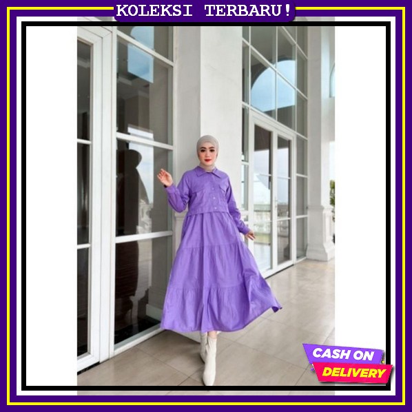 Athasa Dress || Ghiina Fashion || Gamis Athasa Motif Garis Salur || Terbaru Midi Dress Lebaran 2022/