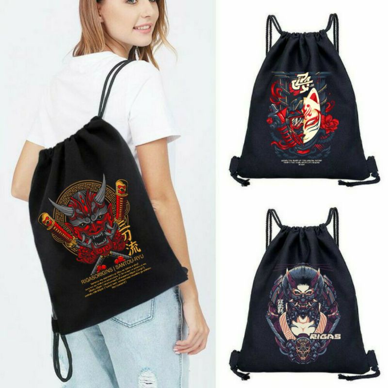 Tas Serut pria string bag polos selempang olahraga bahan Taslan | Tas pria ransel sablon ruber jepang | tas wanita polos waterproof