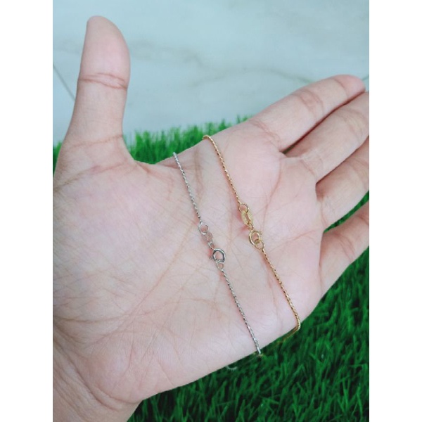 KALUNG PERAK ASLI SILVER 925 LAPIS EMAS/KALUNG BIIJILADA+LIONTIN SALIB POLOS/ASLI SILVER/FASHION WANITA TERBARU