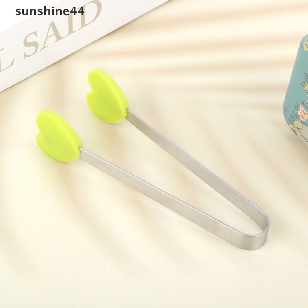 Sunshine 1Pc Penjepit Makanan Bentuk Hati Bahan Stainless Steel + Silikon Anti slip