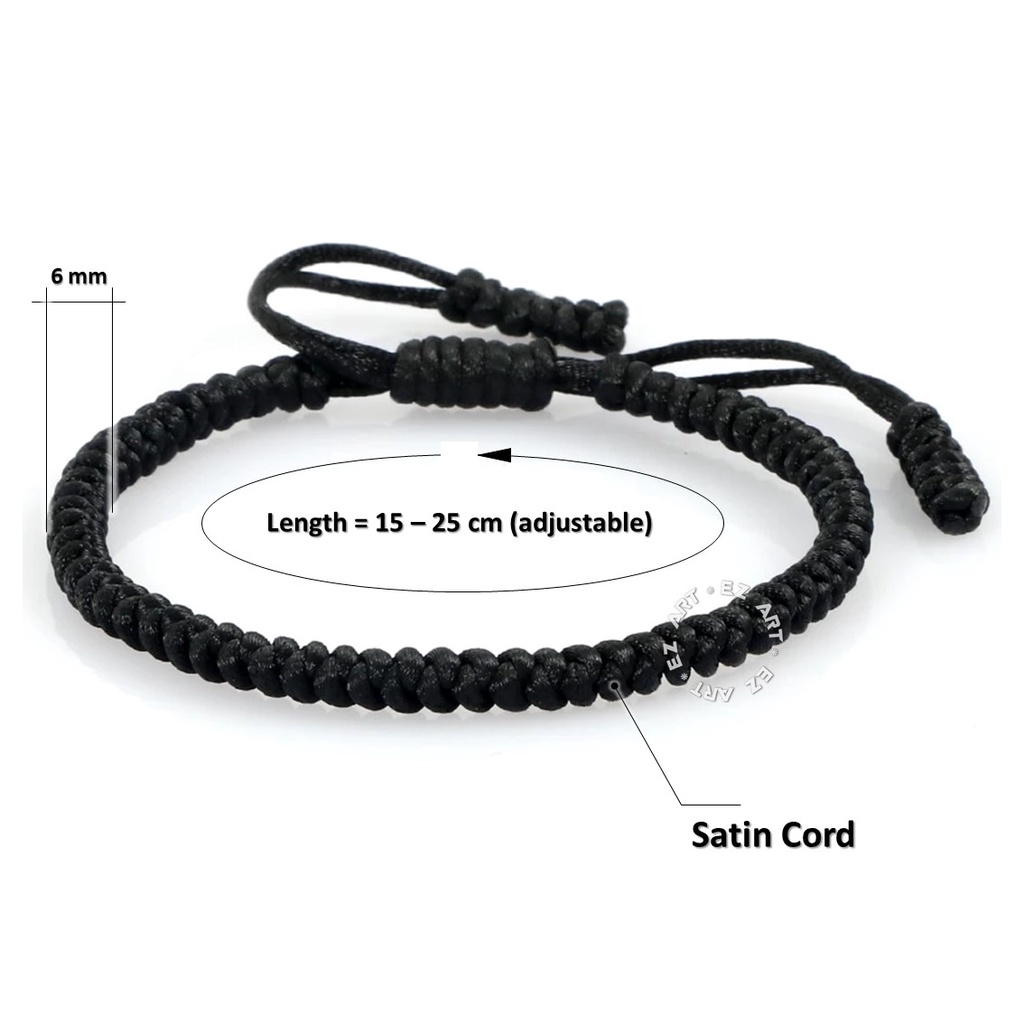 GELANG KEPANG TALI SATIN CHINA LEMBUT WARNA POLOS SERUT ADJUSTABLE HANDMADE UNTUK WANITA PRIA MODEL TIBETAN BUDDHIST