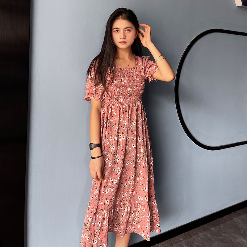 Gaun Musim Semi Floral Kasual Baru Dress Pantai Gaya Korea