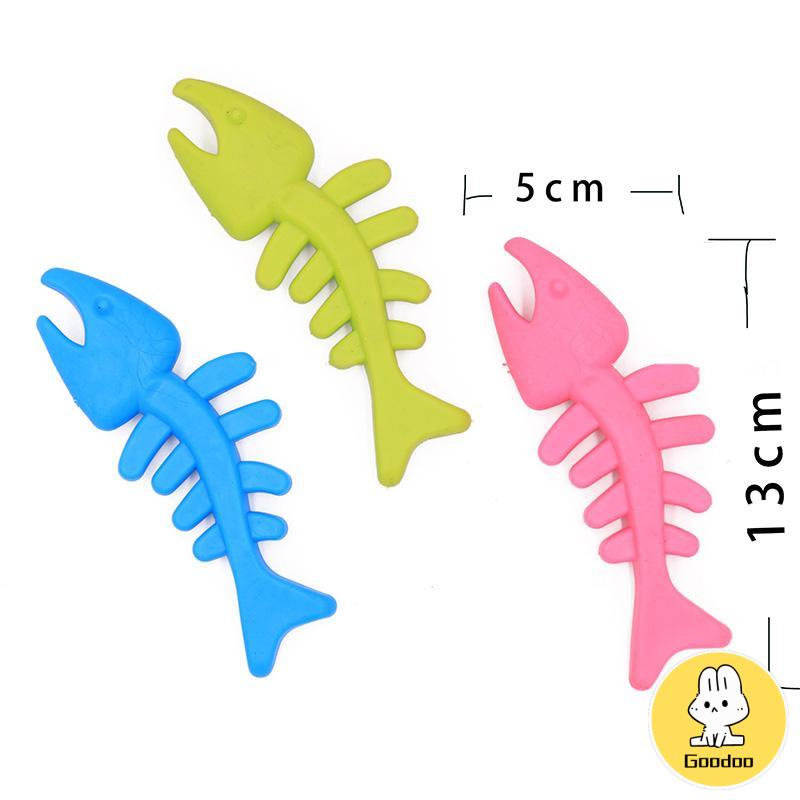 Bentuk Tulang Ikan TPR Sounding Rubber Cat And Dog Toy Tahan Gigitan Self Playing Pet -Doo