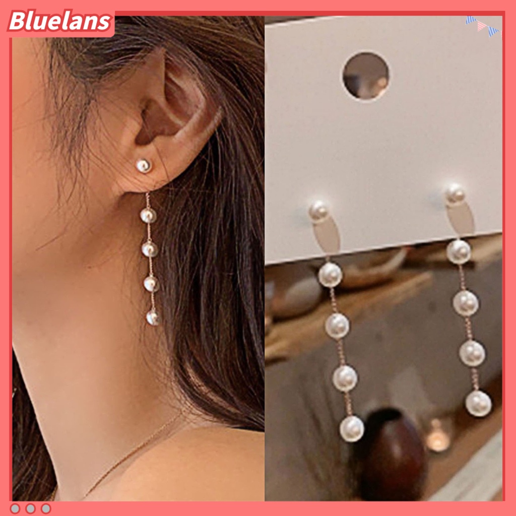 Bluelans Ear Studs Faux Pearl Temperament Women Korean Style Tassel Earrings