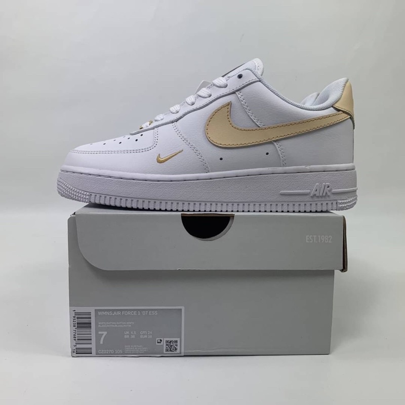 Nike Air Force 1 Low '07 Essential White Beige (W)-White/Rattan-Rattan-White Material original 100% 