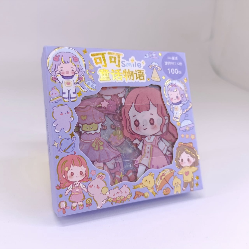 STIKER 2D MOMO MOTIF KARTUN KOREA / STICKER BOTOL MINUM PLASTIK ANTI AIR/ BUKU DIARY HANDBOOK SCRAPBOOK - HOKEE STORE