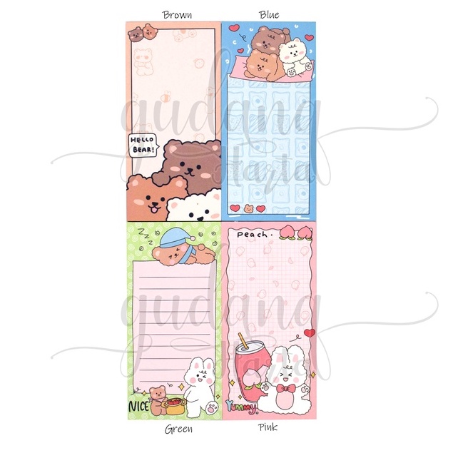 Memo Fluffy Rabbit Memopad Motif Kelinci Lucu Unik Beruang DIY Scrapbook GH 301417