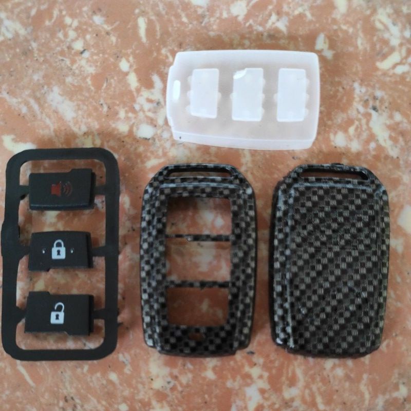 casing kunci remote TOYOTA all new avanza / veloz / agya / etios valco 2012 keatas 2015 model ori 2013 2014 2016 2017 model orisinil hitam carbon kayu / wood