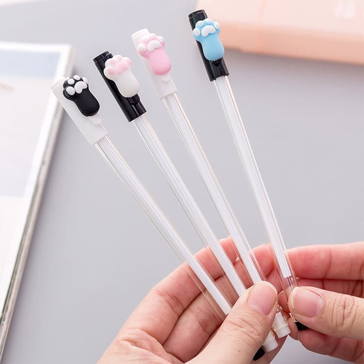 

[FS] Pulpen Gel Paw B&W Simple Aesthetic Transparent Pen Pena Lucu