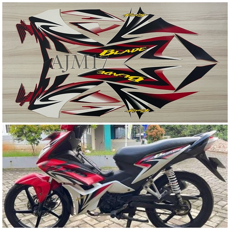 STIKER STRIPING MOTOR BLADE 2010 MERAH PUTIH