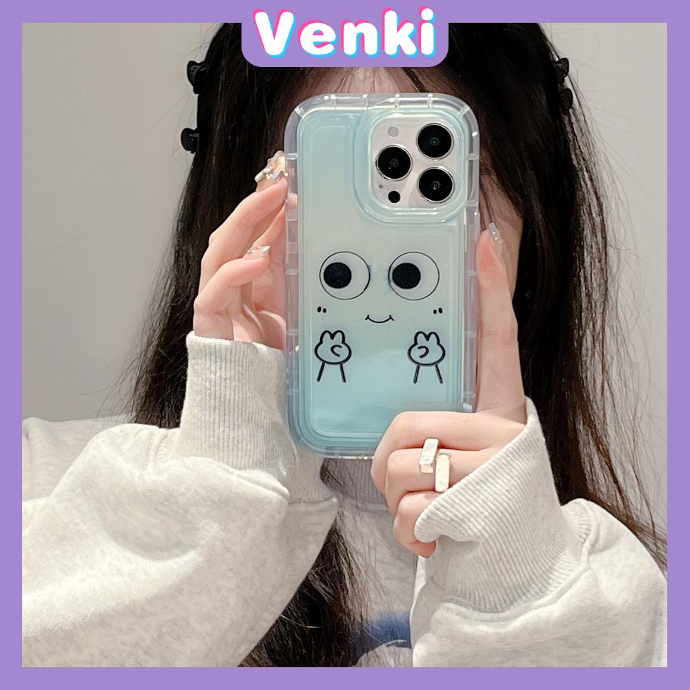 Case For iPhone 14 Pro Max TPU Soft Jelly Airbag Case Cute Funny Face Clear Blue Case Camera Protection Shockproof For iPhone 14 13 12 11 Plus Pro Max 7 Plus X XR