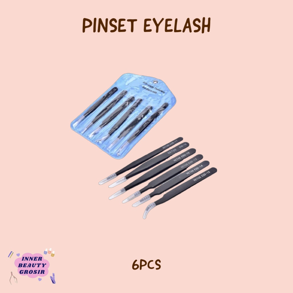 Pinset Eyelash Extension Isi 6pcs / Set Pinset Eyelash